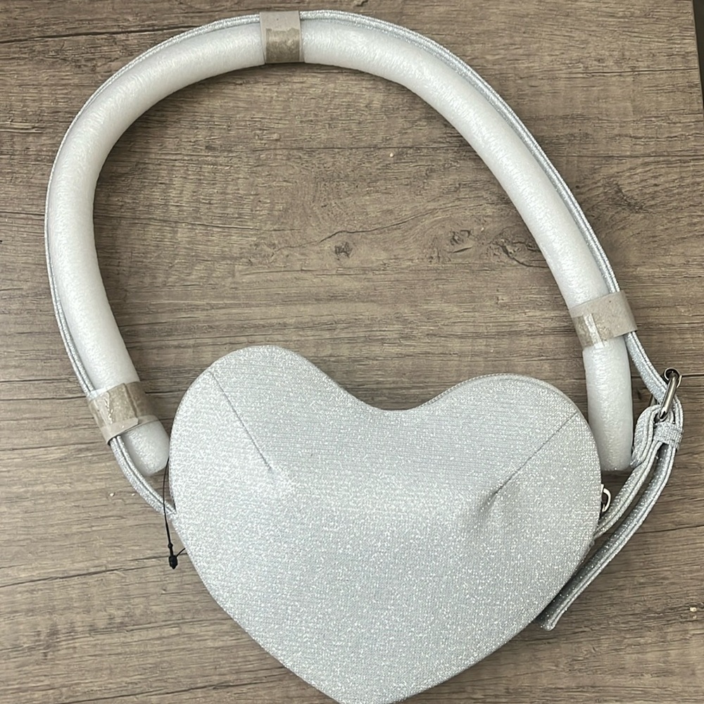 Sparkling Silver Heart Shaped Shoulder Bag